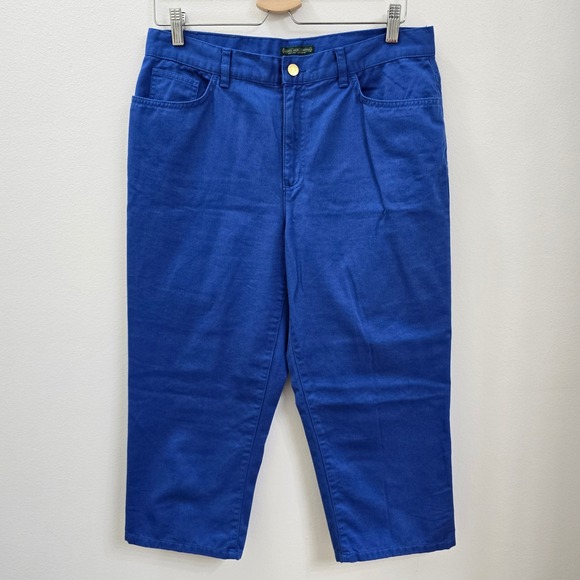 Lauren Ralph Lauren Pants - Lauren Ralph Lauren Blue Cotton Cropped Capri Pants‎ Straight Leg Womens 10